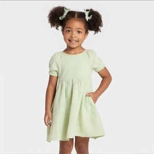 NWT Cat and Jack Light Green Short Sleeve Gauze Dress 2T